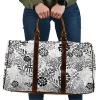 White Aloha Hawaiian Travel Bag Monstera Hibiscus Tropical Pattern