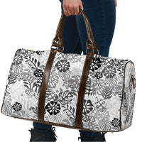 White Aloha Hawaiian Travel Bag Monstera Hibiscus Tropical Pattern