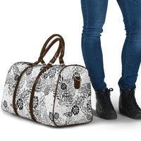 White Aloha Hawaiian Travel Bag Monstera Hibiscus Tropical Pattern