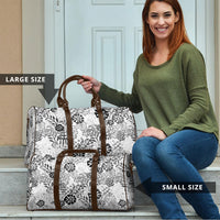 White Aloha Hawaiian Travel Bag Monstera Hibiscus Tropical Pattern
