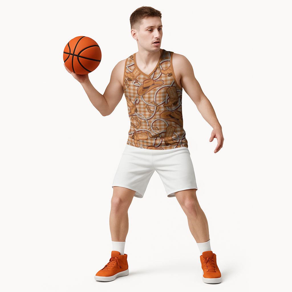 Brown Hawaii Palaka Cowboy Basketball Jersey Hawaiian Paniolo Festival Spirit
