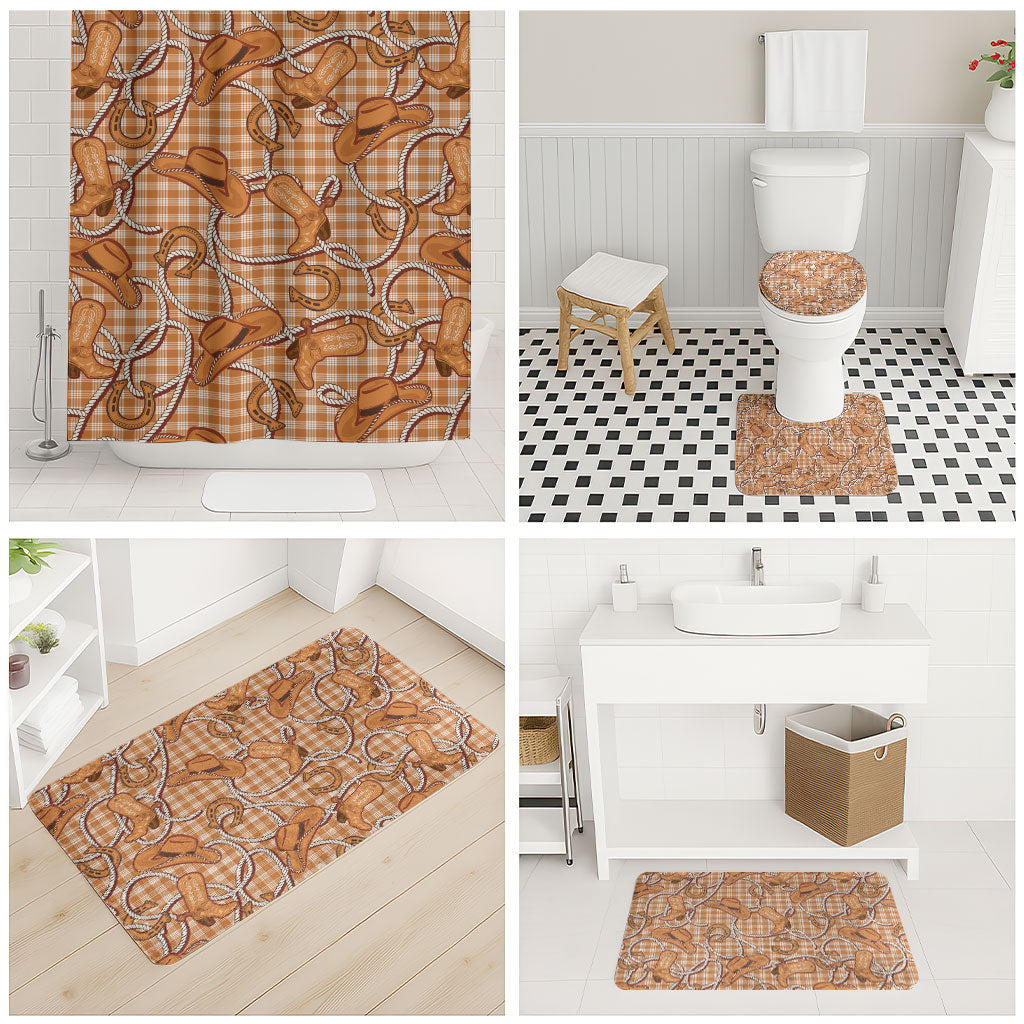 Brown Hawaii Palaka Cowboy Bathroom Set Hawaiian Paniolo Festival Spirit