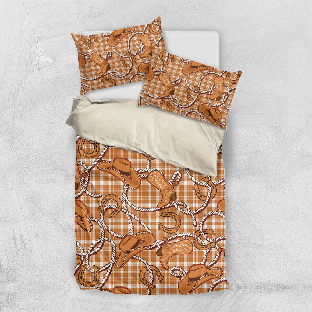 Brown Hawaii Palaka Cowboy Bedding Set Hawaiian Paniolo Festival Spirit