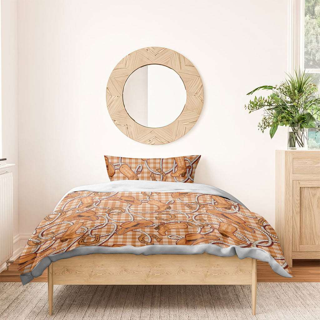 Brown Hawaii Palaka Cowboy Bedding Set Hawaiian Paniolo Festival Spirit