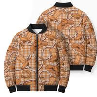 Brown Hawaii Palaka Cowboy Bomber Puffer Jacket Hawaiian Paniolo Festival Spirit