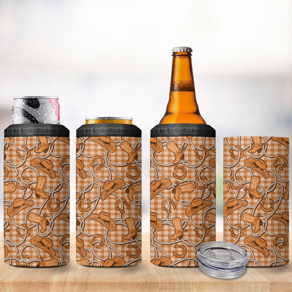 Brown Hawaii Palaka Cowboy 4 in 1 Can Cooler Tumbler Hawaiian Paniolo Festival Spirit
