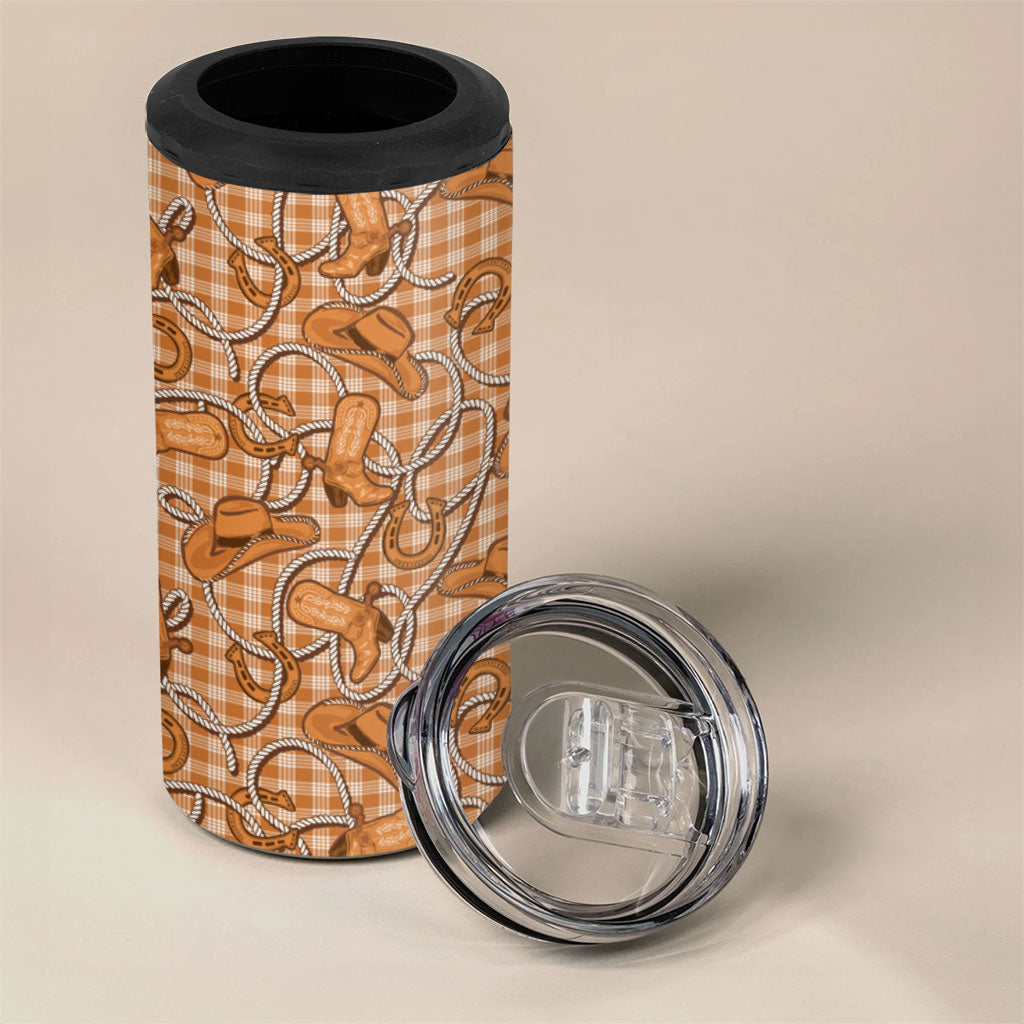 Brown Hawaii Palaka Cowboy 4 in 1 Can Cooler Tumbler Hawaiian Paniolo Festival Spirit