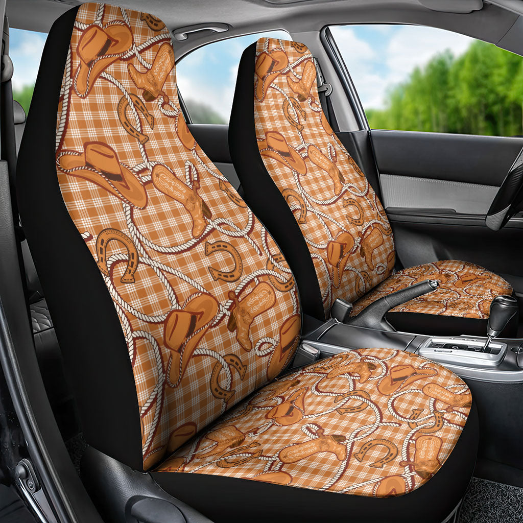 Brown Hawaii Palaka Cowboy Car Seat Cover Hawaiian Paniolo Festival Spirit