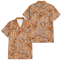 Brown Hawaii Palaka Cowboy Family Matching Summer Maxi Dress and Hawaiian Shirt Hawaiian Paniolo Festival Spirit