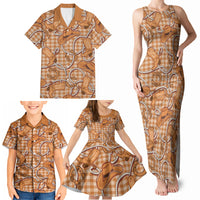 Brown Hawaii Palaka Cowboy Family Matching Tank Maxi Dress and Hawaiian Shirt Hawaiian Paniolo Festival Spirit