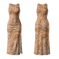 Brown Hawaii Palaka Cowboy Family Matching Tank Maxi Dress and Hawaiian Shirt Hawaiian Paniolo Festival Spirit