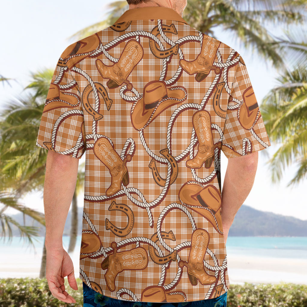 Brown Hawaii Palaka Cowboy Hawaiian Shirt Hawaiian Paniolo Festival Spirit