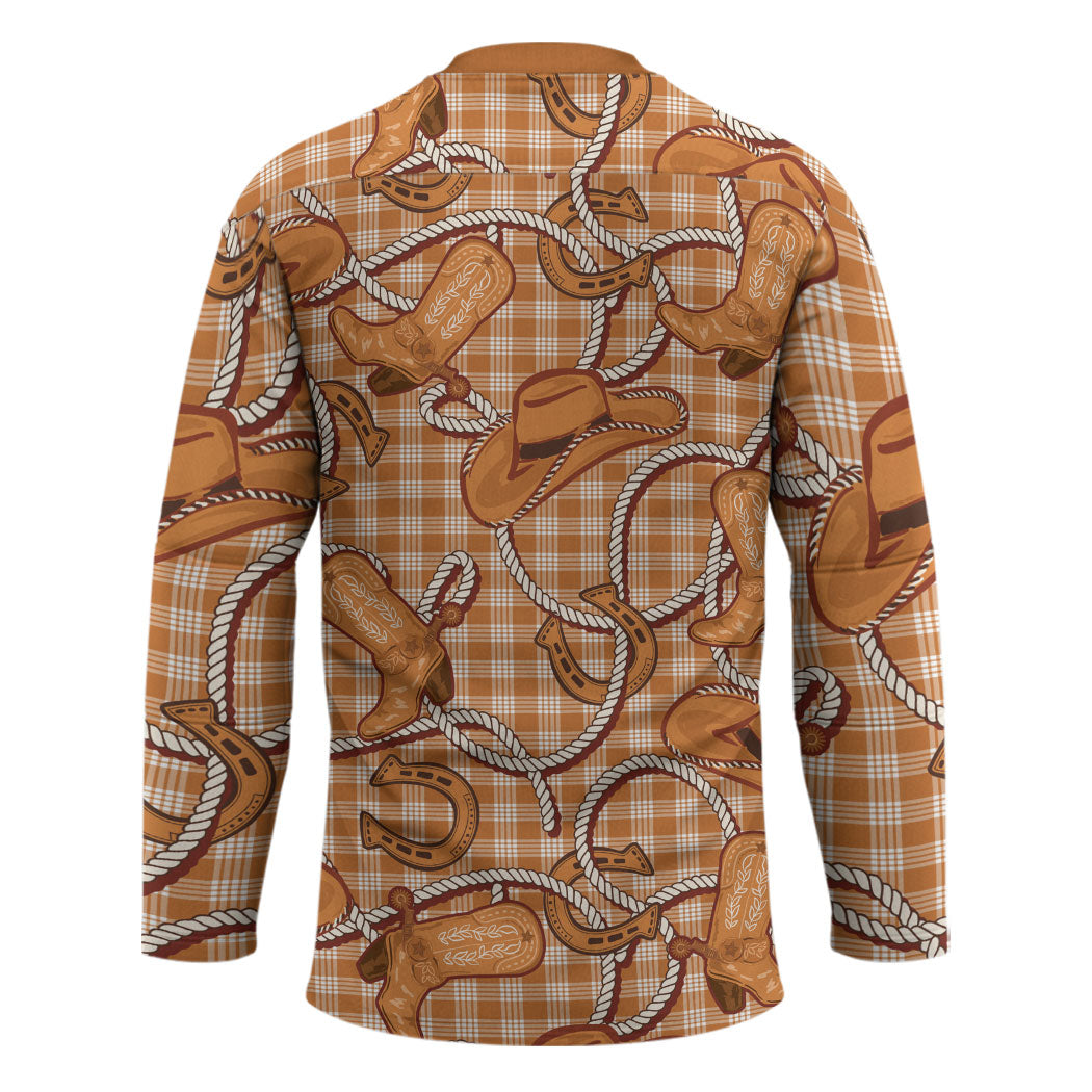 Brown Hawaii Palaka Cowboy Hockey Jersey Hawaiian Paniolo Festival Spirit