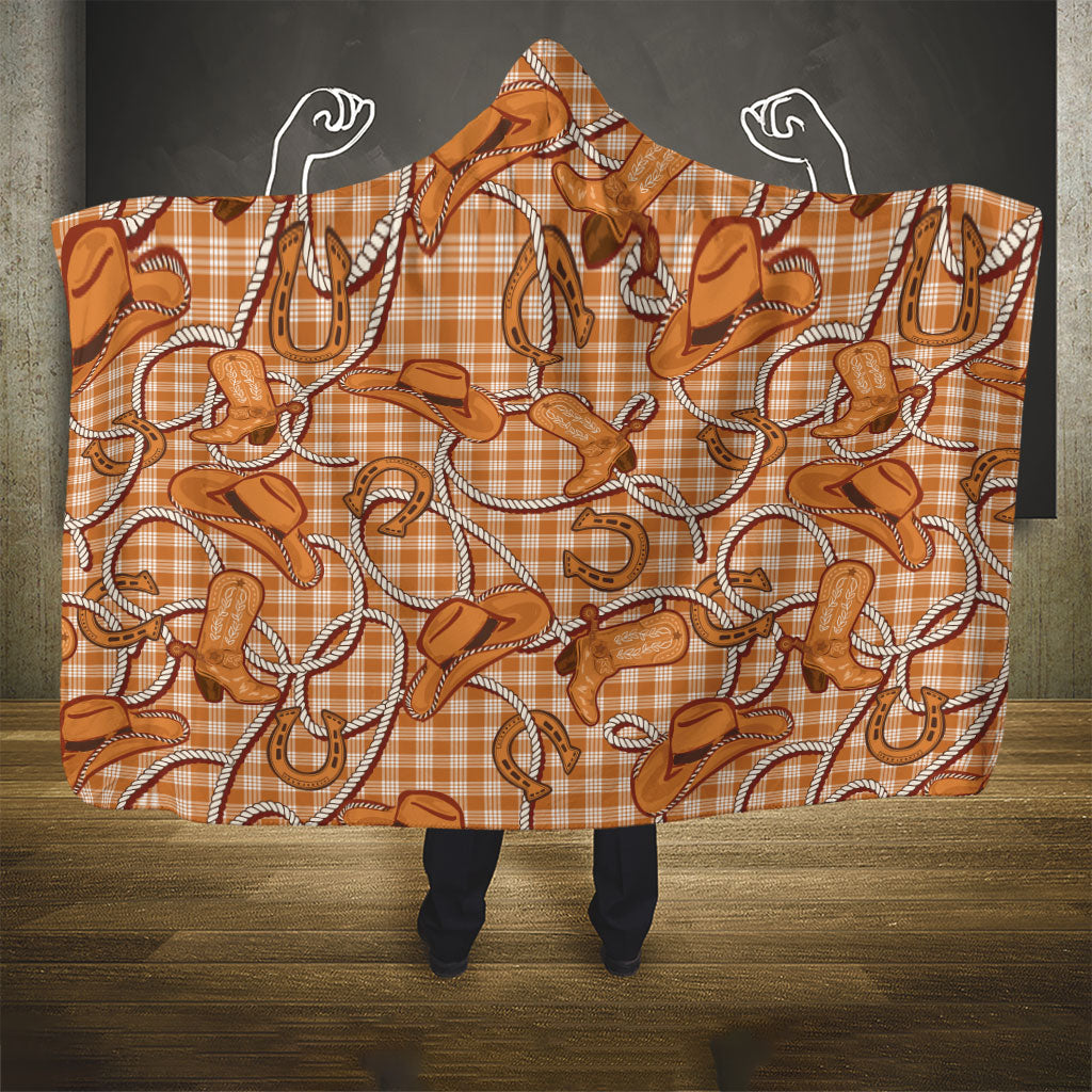Brown Hawaii Palaka Cowboy Hooded Blanket Hawaiian Paniolo Festival Spirit