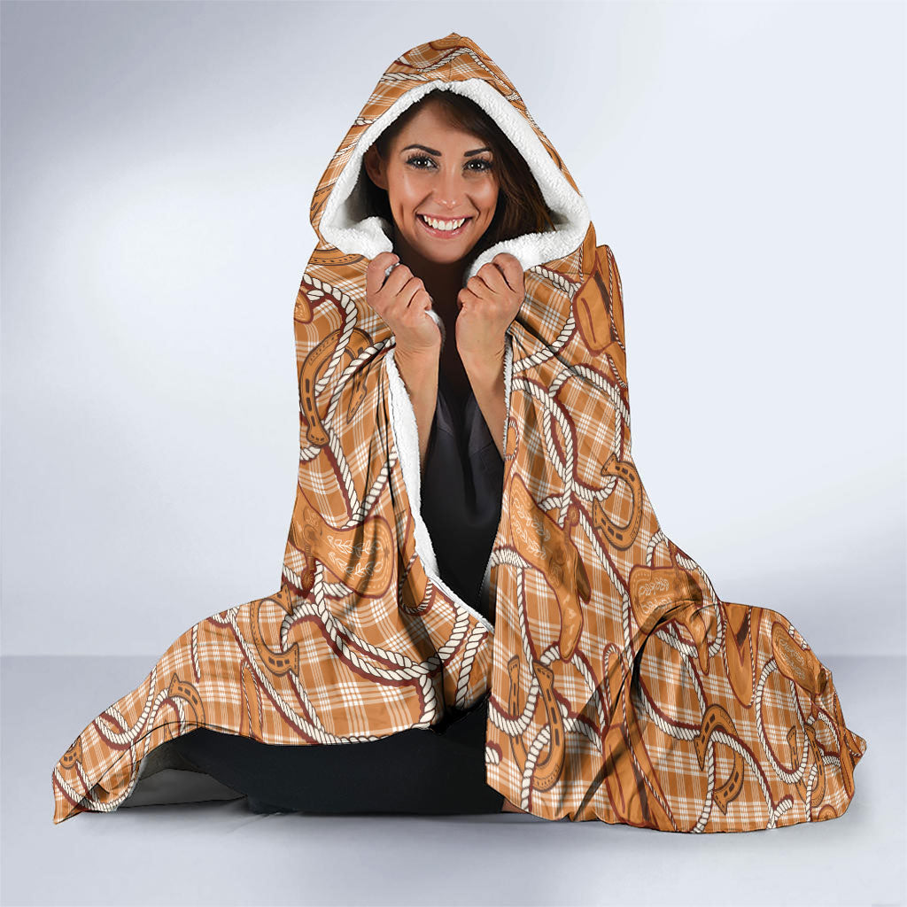 Brown Hawaii Palaka Cowboy Hooded Blanket Hawaiian Paniolo Festival Spirit