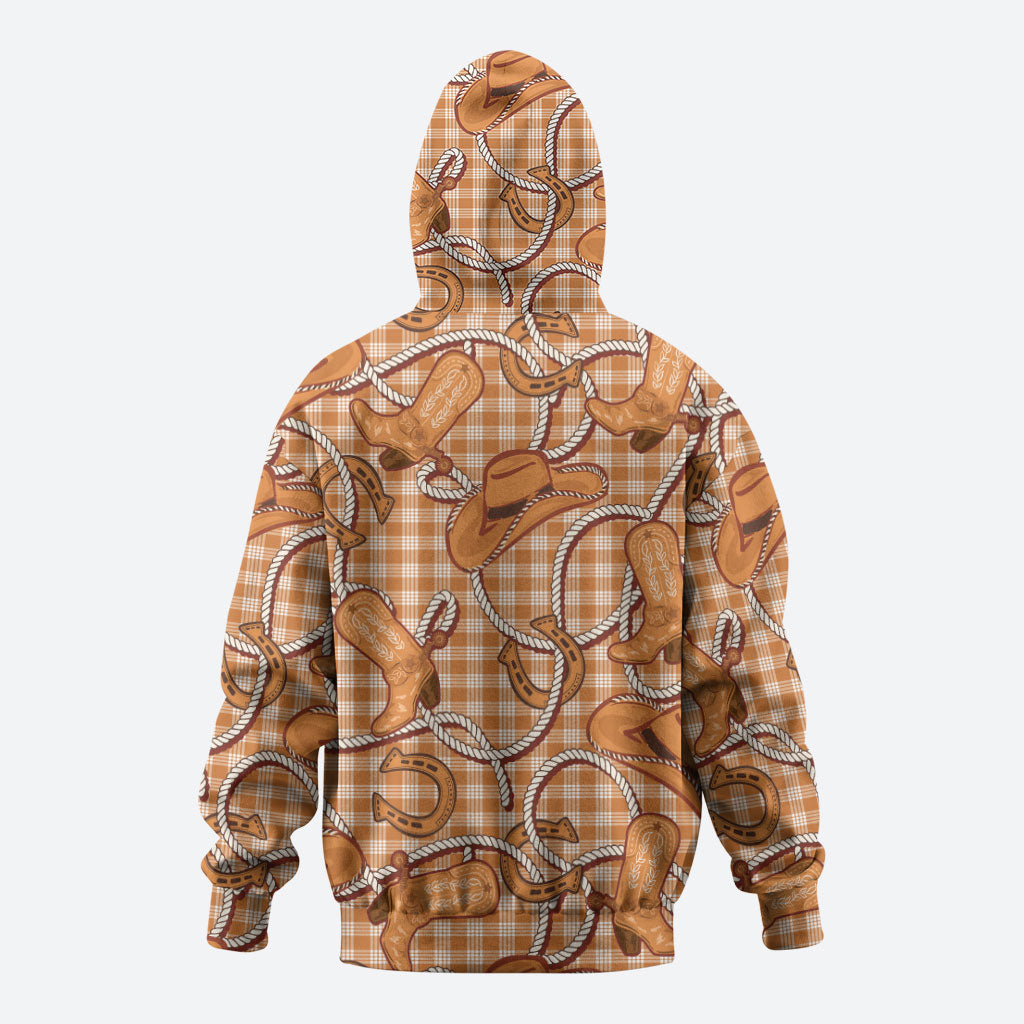 Brown Hawaii Palaka Cowboy Hoodie Hawaiian Paniolo Festival Spirit
