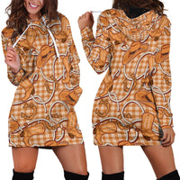 Brown Hawaii Palaka Cowboy Hoodie Dress Hawaiian Paniolo Festival Spirit