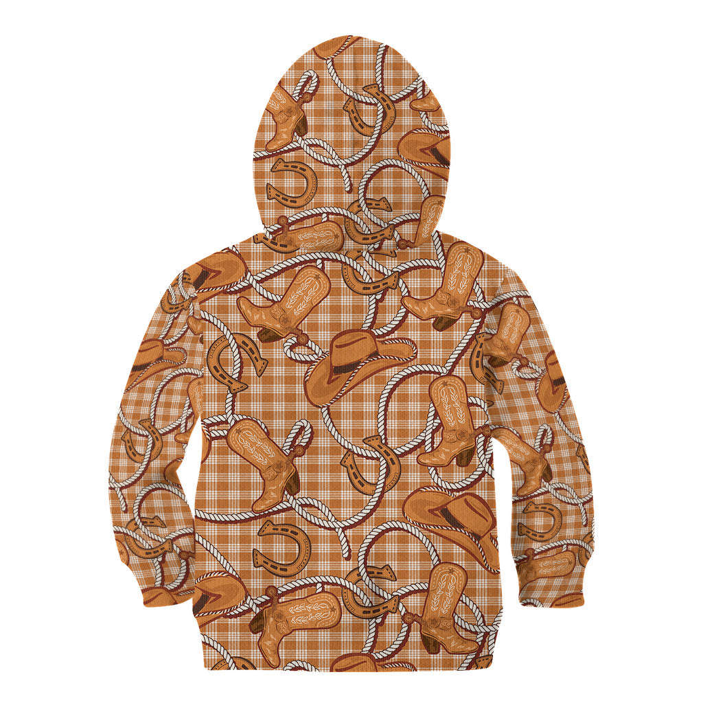 Brown Hawaii Palaka Cowboy Kid Hoodie Hawaiian Paniolo Festival Spirit