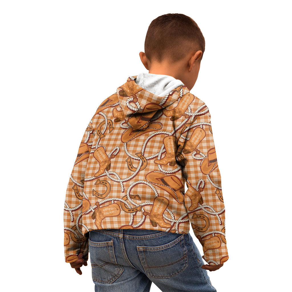 Brown Hawaii Palaka Cowboy Kid Hoodie Hawaiian Paniolo Festival Spirit