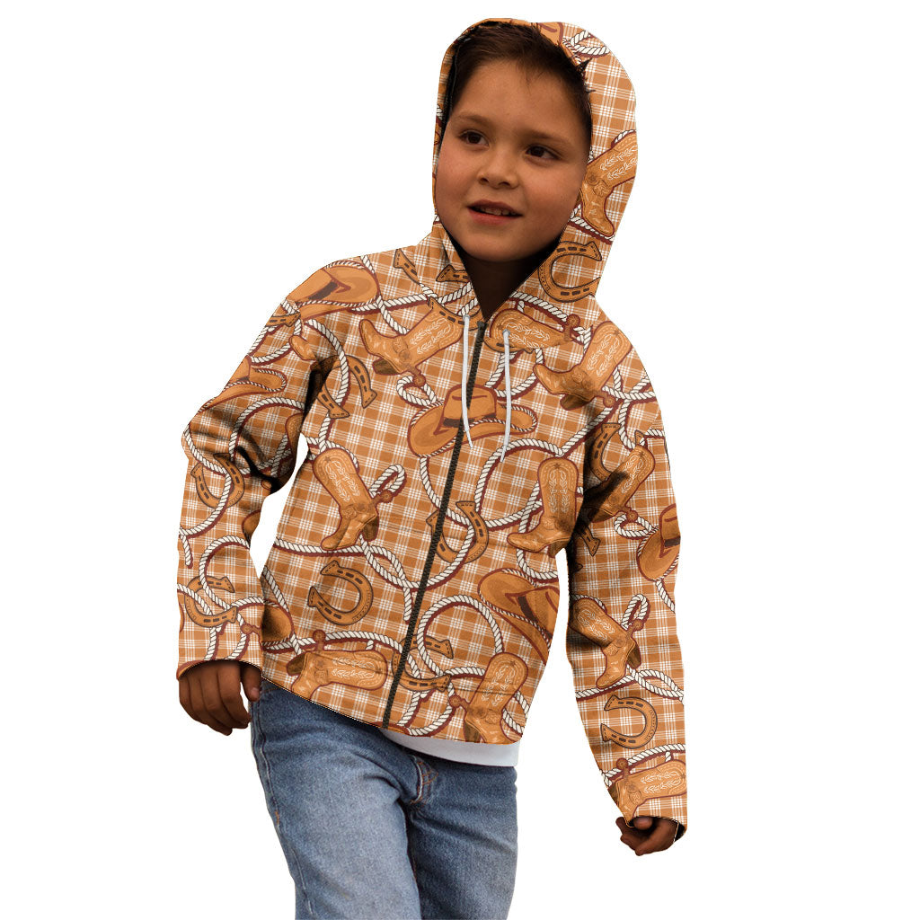 Brown Hawaii Palaka Cowboy Kid Hoodie Hawaiian Paniolo Festival Spirit