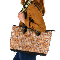 Brown Hawaii Palaka Cowboy Leather Tote Bag Hawaiian Paniolo Festival Spirit