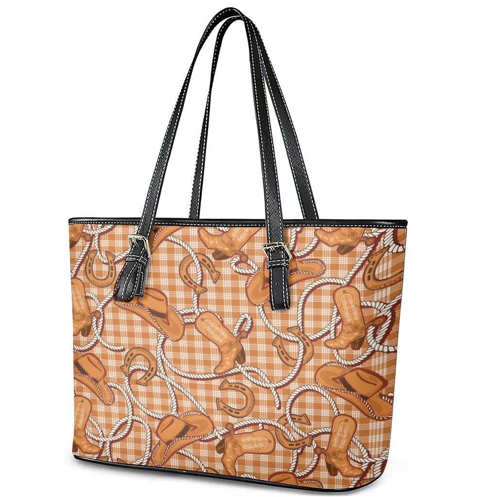 Brown Hawaii Palaka Cowboy Leather Tote Bag Hawaiian Paniolo Festival Spirit