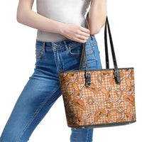 Brown Hawaii Palaka Cowboy Leather Tote Bag Hawaiian Paniolo Festival Spirit