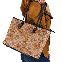 Brown Hawaii Palaka Cowboy Leather Tote Bag Hawaiian Paniolo Festival Spirit
