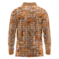 Brown Hawaii Palaka Cowboy Long Sleeve Polo Shirt Hawaiian Paniolo Festival Spirit