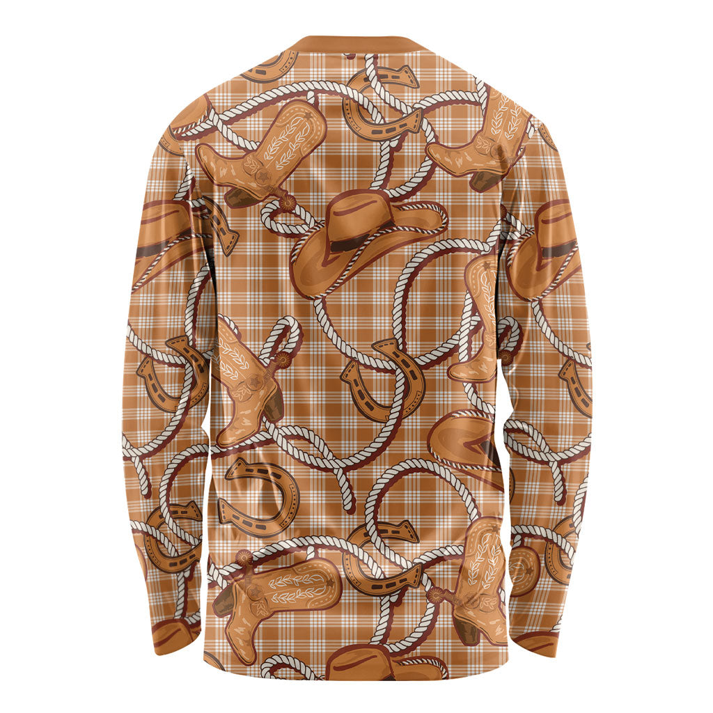 Brown Hawaii Palaka Cowboy Long Sleeve Shirt Hawaiian Paniolo Festival Spirit