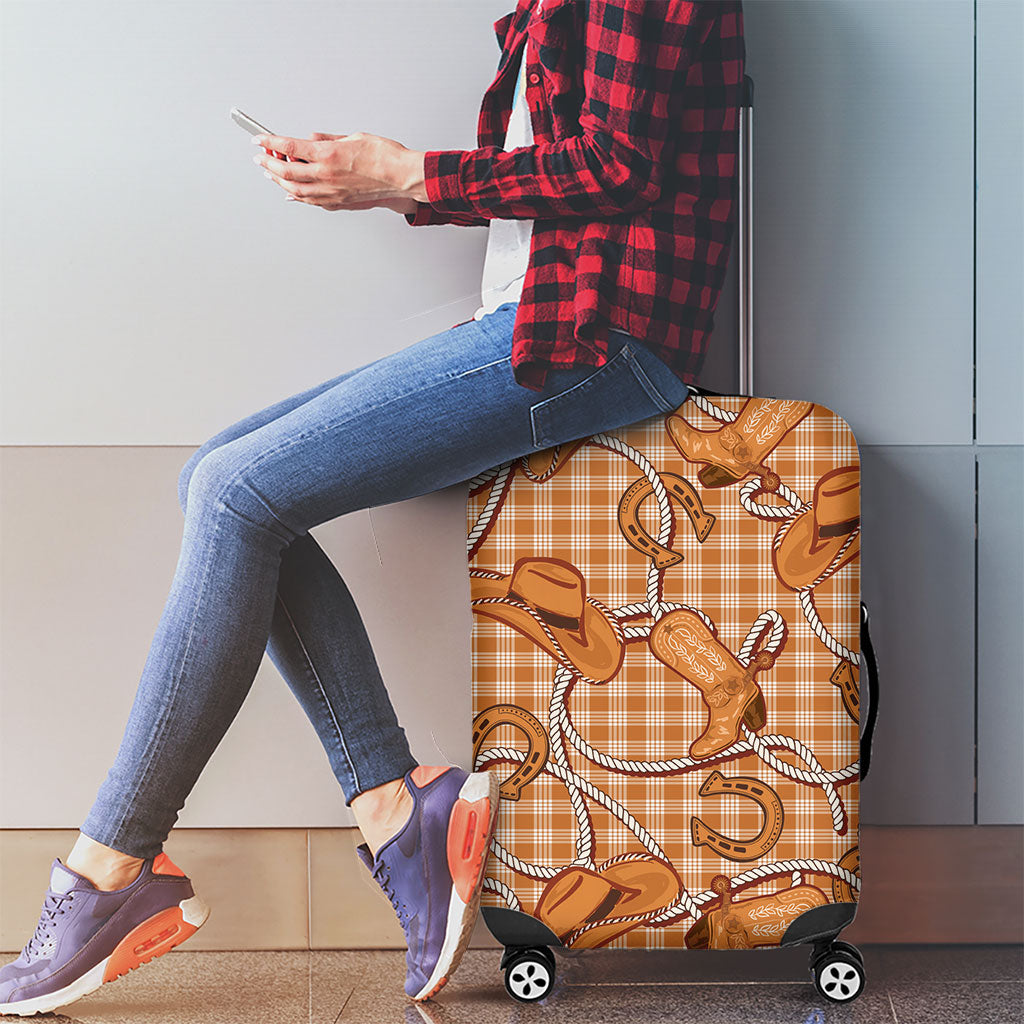Brown Hawaii Palaka Cowboy Luggage Cover Hawaiian Paniolo Festival Spirit