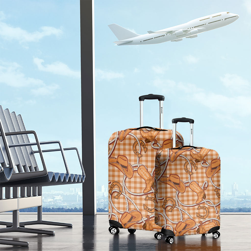 Brown Hawaii Palaka Cowboy Luggage Cover Hawaiian Paniolo Festival Spirit