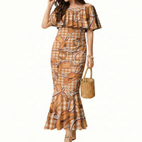 Brown Hawaii Palaka Cowboy Mermaid Dress Hawaiian Paniolo Festival Spirit
