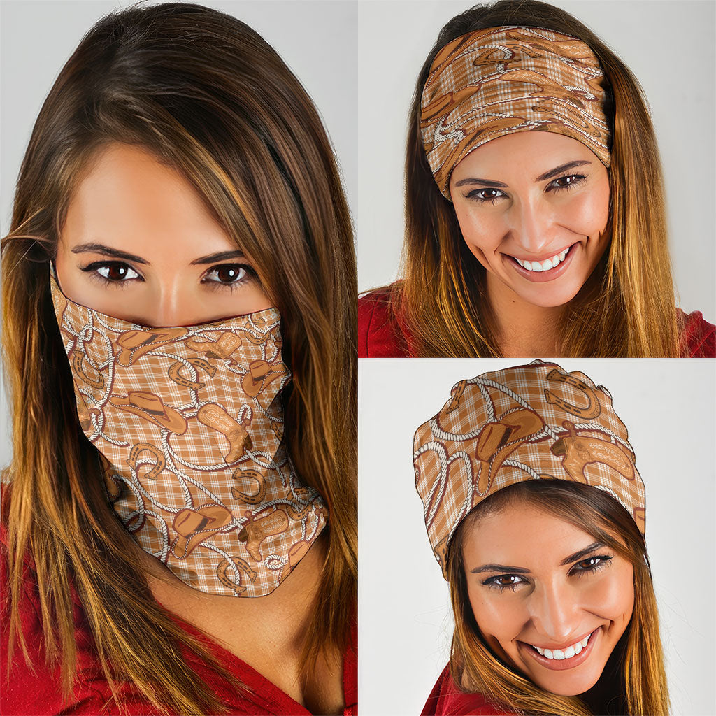 Brown Hawaii Palaka Cowboy Neck Gaiter Hawaiian Paniolo Festival Spirit