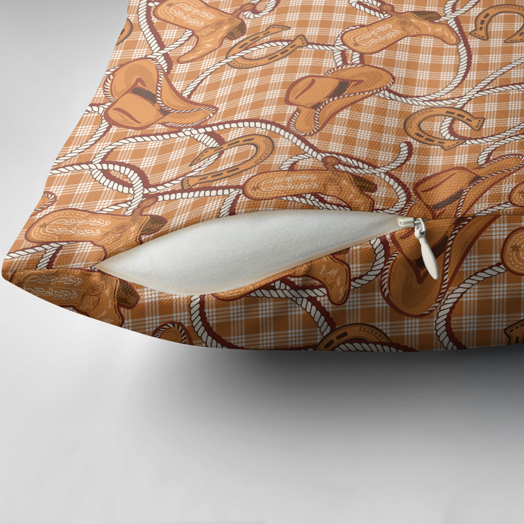 Brown Hawaii Palaka Cowboy Pillow Cover Hawaiian Paniolo Festival Spirit