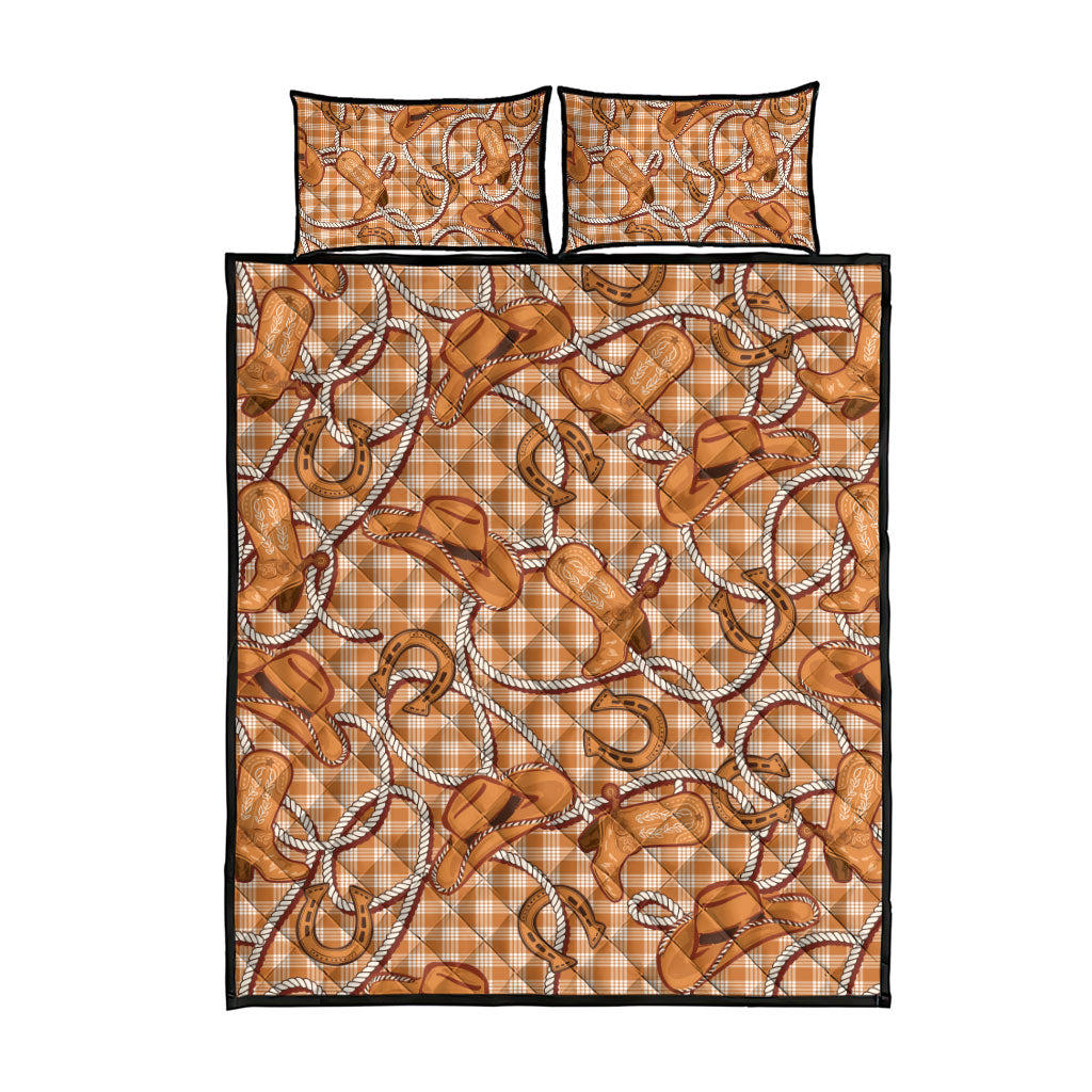 Brown Hawaii Palaka Cowboy Quilt Bed Set Hawaiian Paniolo Festival Spirit