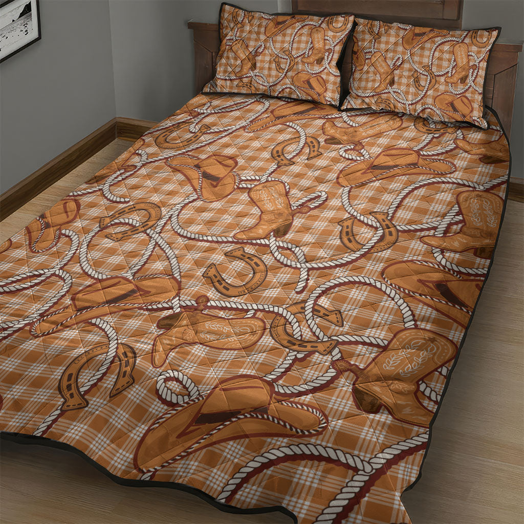 Brown Hawaii Palaka Cowboy Quilt Bed Set Hawaiian Paniolo Festival Spirit