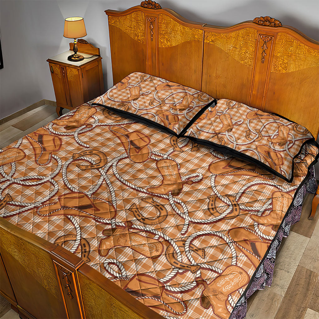 Brown Hawaii Palaka Cowboy Quilt Bed Set Hawaiian Paniolo Festival Spirit