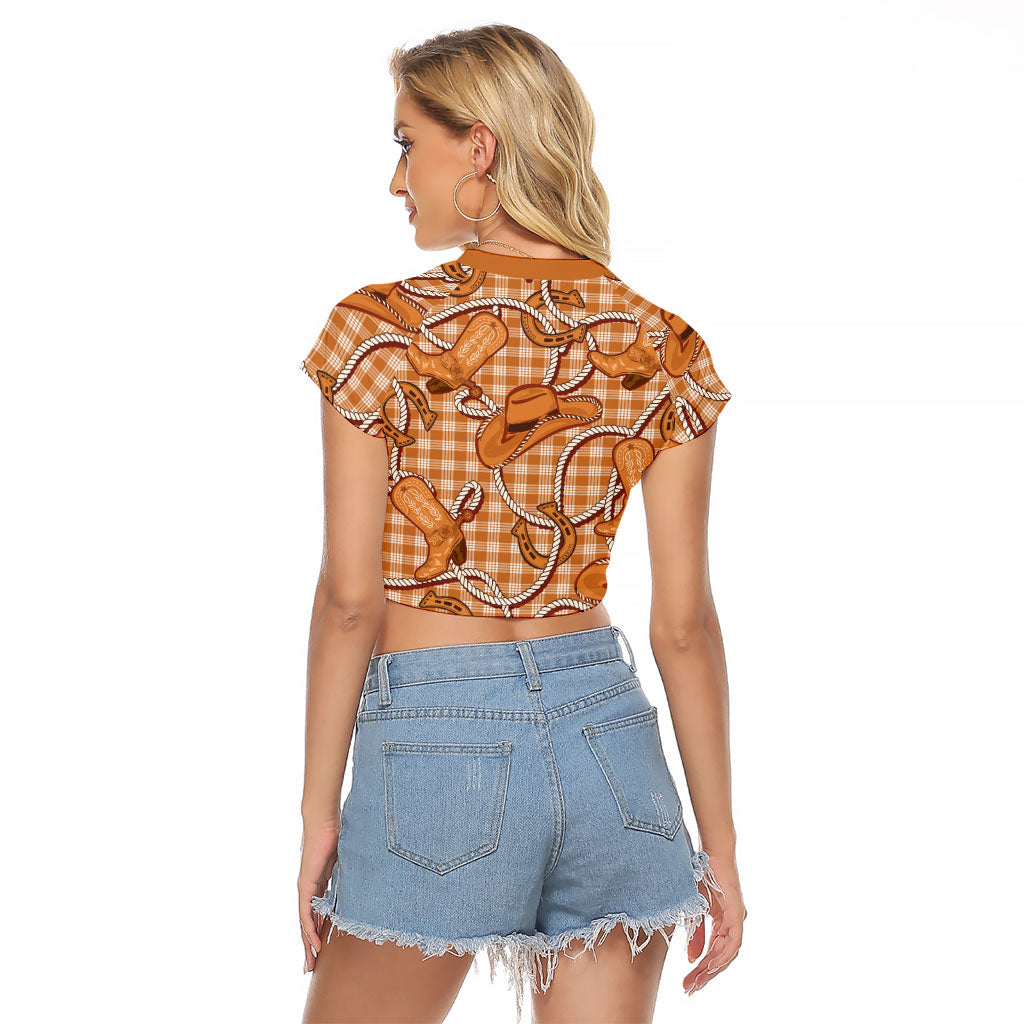 Brown Hawaii Palaka Cowboy Raglan Cropped T Shirt Hawaiian Paniolo Festival Spirit