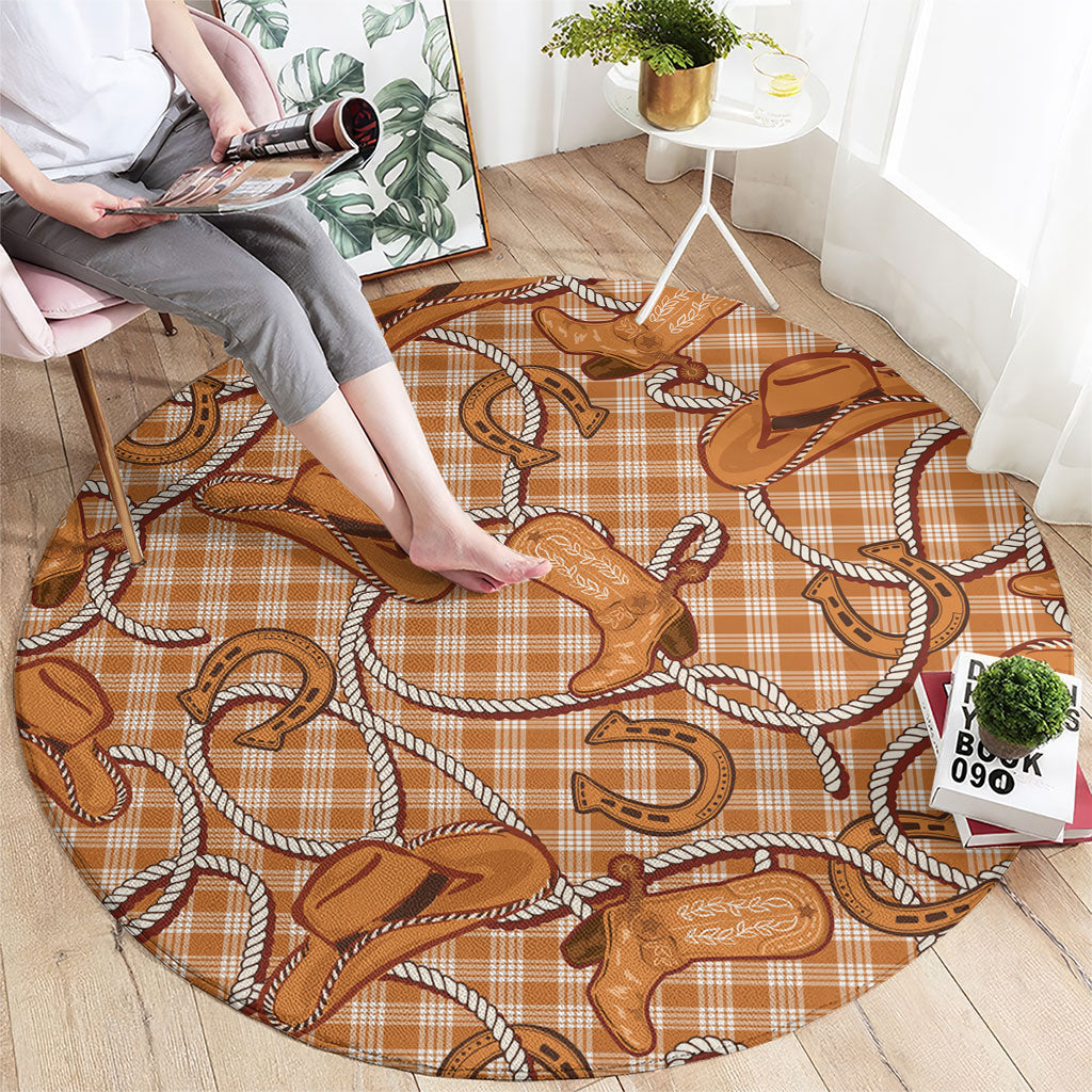 Brown Hawaii Palaka Cowboy Round Carpet Hawaiian Paniolo Festival Spirit