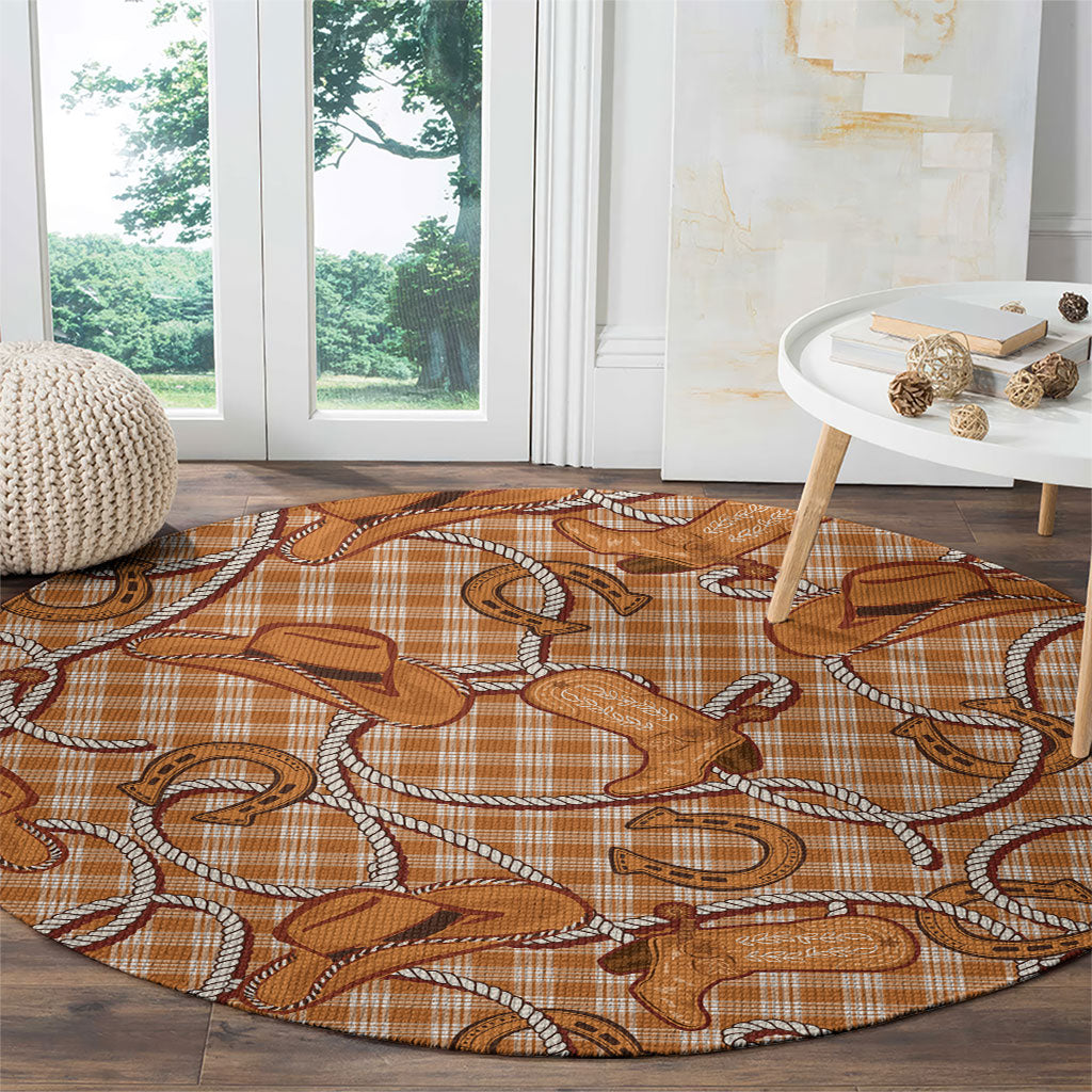 Brown Hawaii Palaka Cowboy Round Carpet Hawaiian Paniolo Festival Spirit