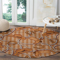 Brown Hawaii Palaka Cowboy Round Carpet Hawaiian Paniolo Festival Spirit