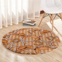 Brown Hawaii Palaka Cowboy Round Carpet Hawaiian Paniolo Festival Spirit