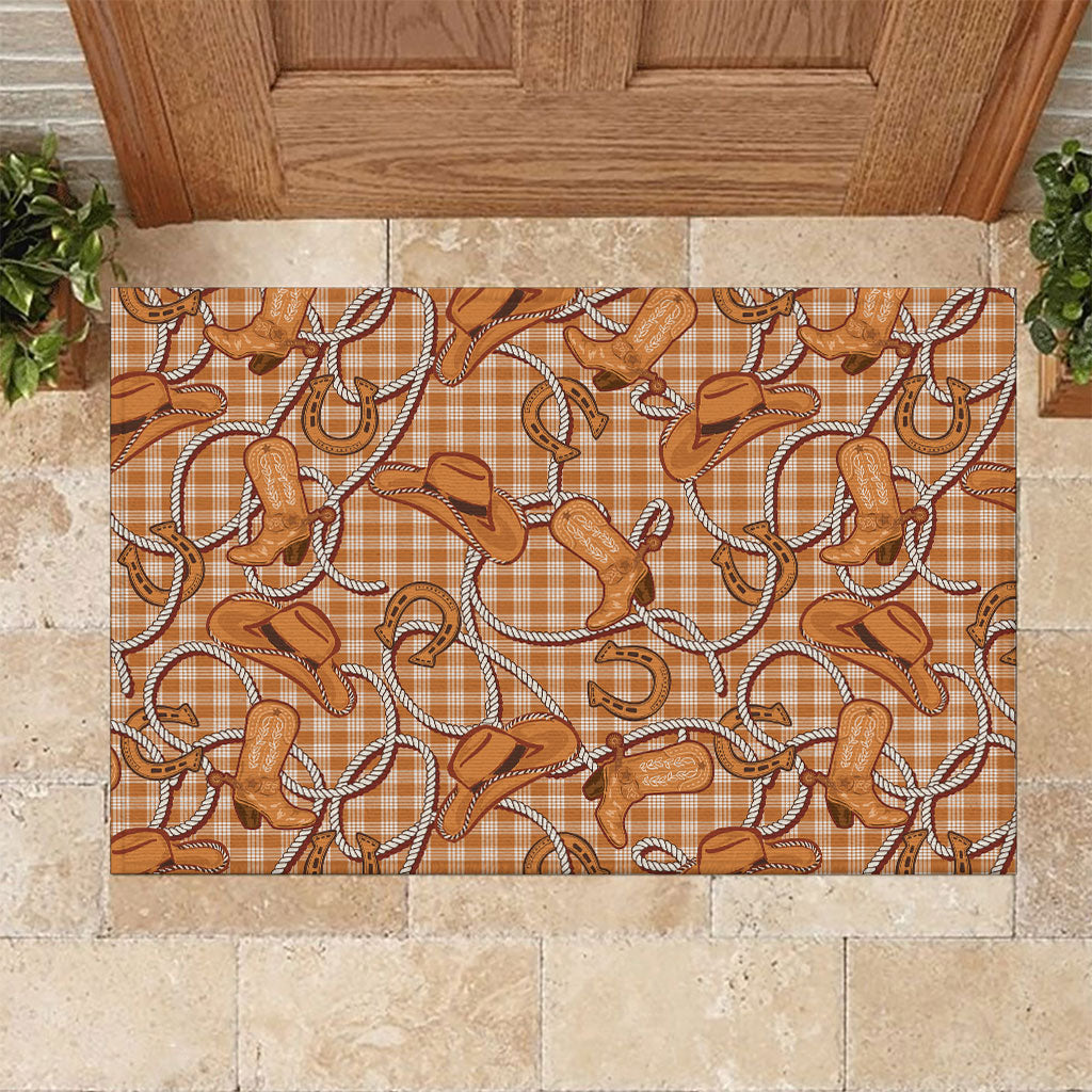 Brown Hawaii Palaka Cowboy Rubber Doormat Hawaiian Paniolo Festival Spirit