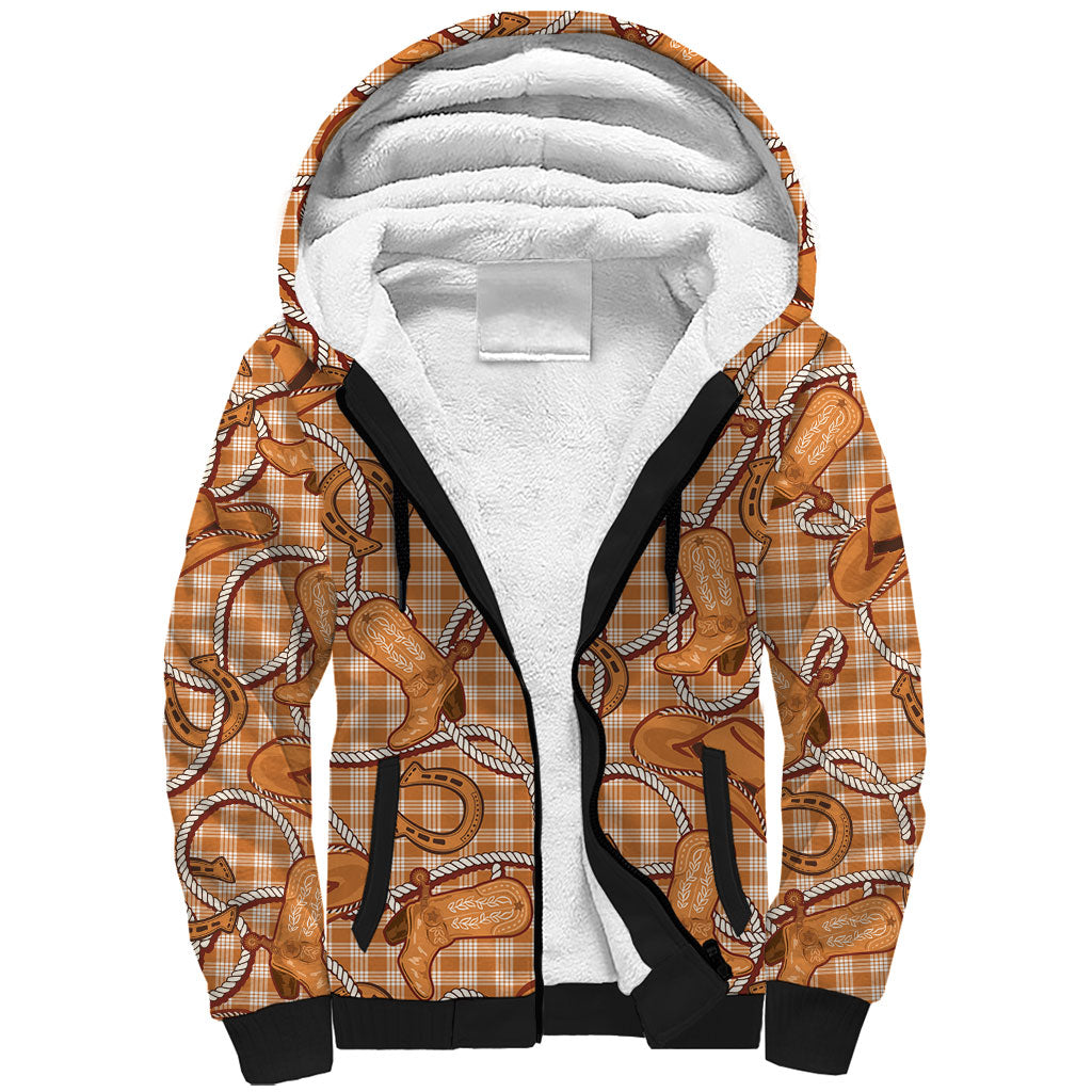 Brown Hawaii Palaka Cowboy Sherpa Hoodie Hawaiian Paniolo Festival Spirit