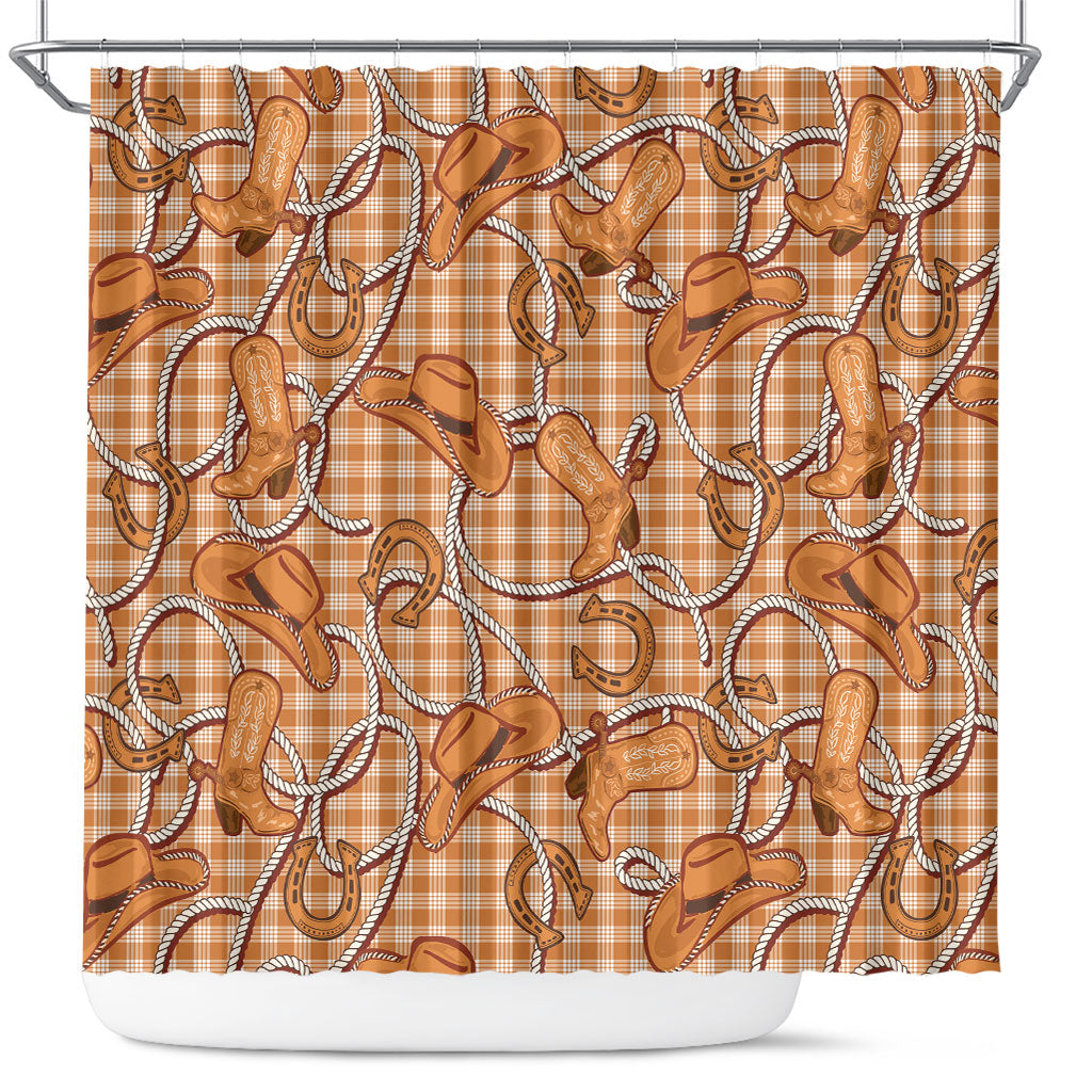 Brown Hawaii Palaka Cowboy Shower Curtain Hawaiian Paniolo Festival Spirit