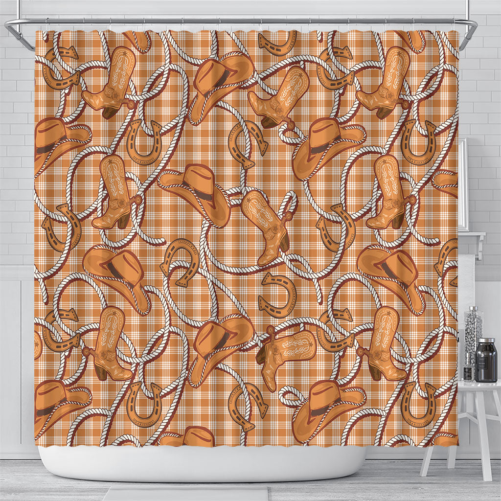 Brown Hawaii Palaka Cowboy Shower Curtain Hawaiian Paniolo Festival Spirit