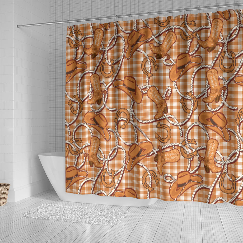 Brown Hawaii Palaka Cowboy Shower Curtain Hawaiian Paniolo Festival Spirit