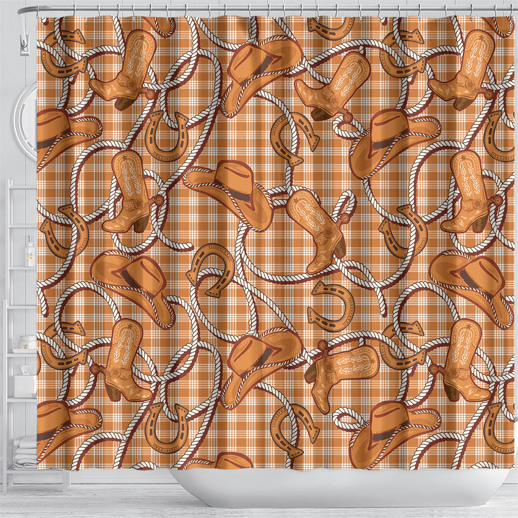 Brown Hawaii Palaka Cowboy Shower Curtain Hawaiian Paniolo Festival Spirit