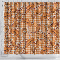 Brown Hawaii Palaka Cowboy Shower Curtain Hawaiian Paniolo Festival Spirit